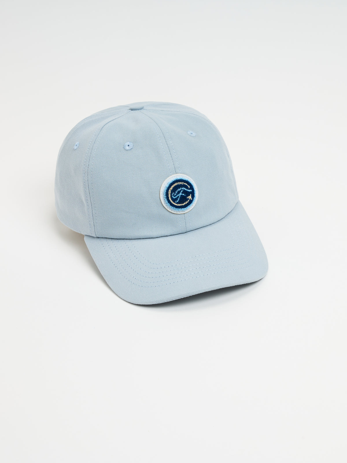 Angus & Grace Circle F Chenille Hat — light blue