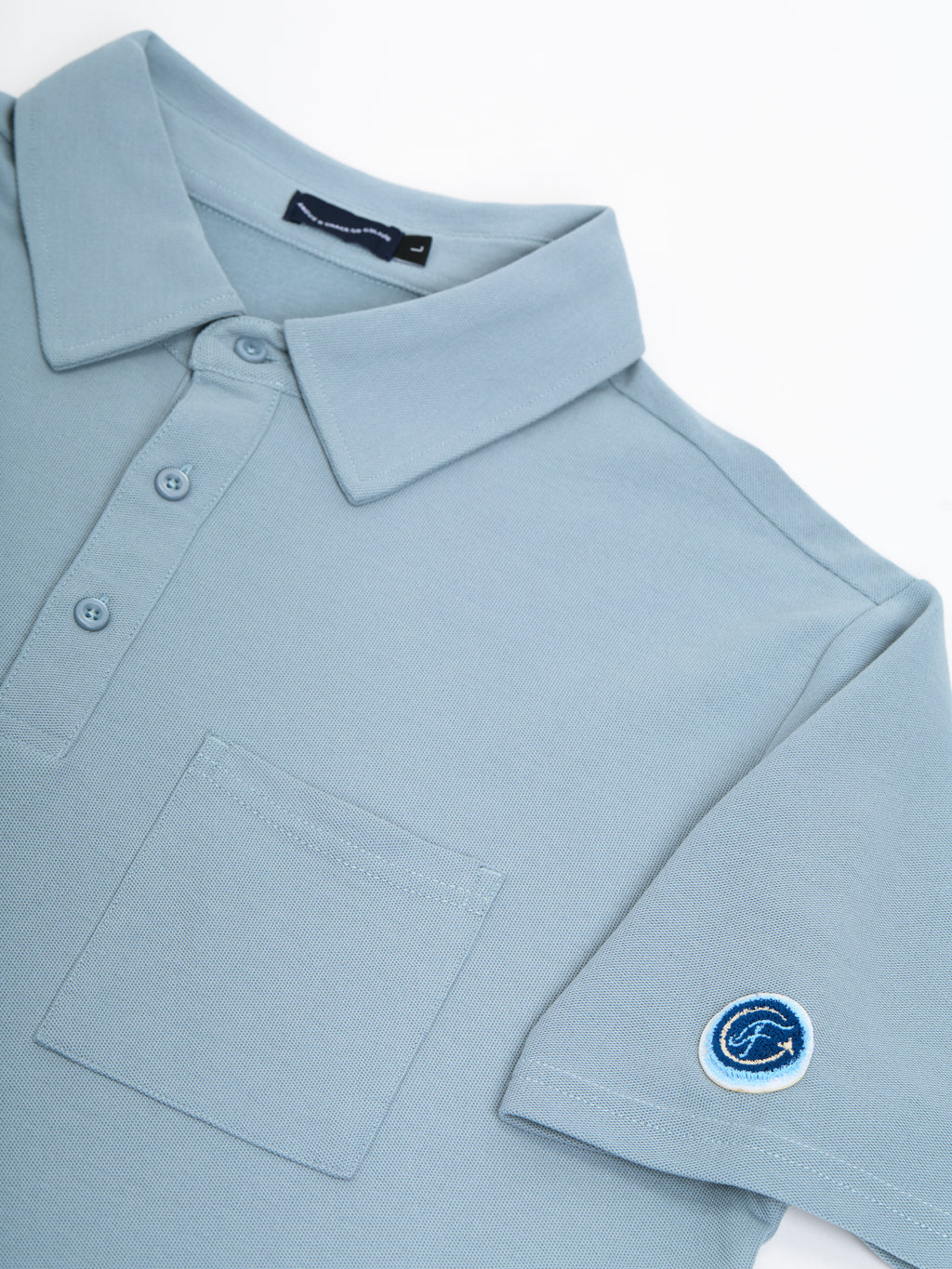 Angus & Grace Summer Pique Polo — light blue