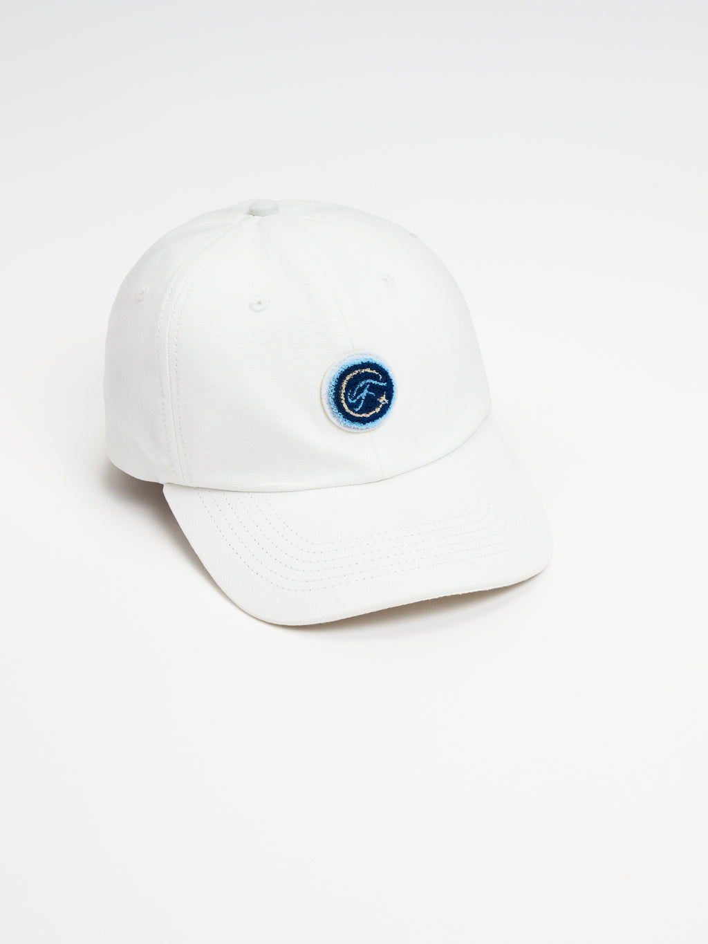 Angus & Grace Circle F Chenille Hat — white