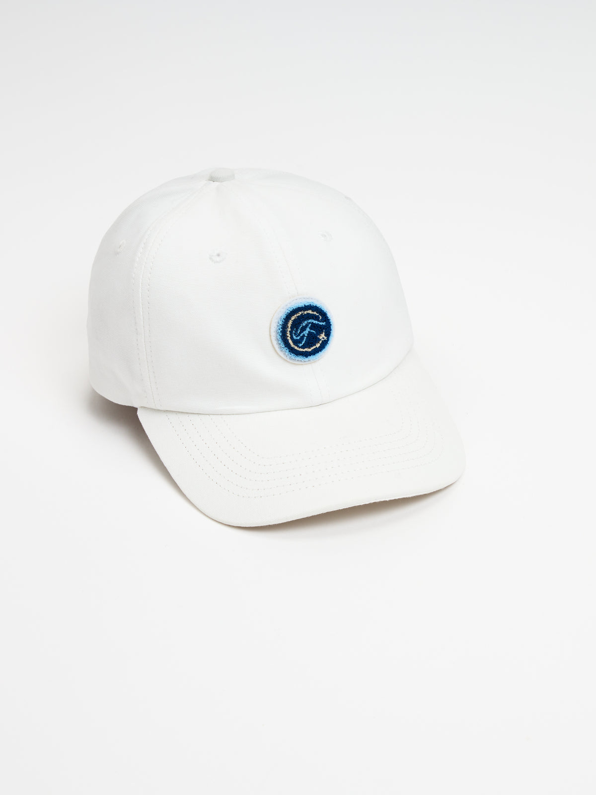Angus & Grace Circle F Chenille Hat — white