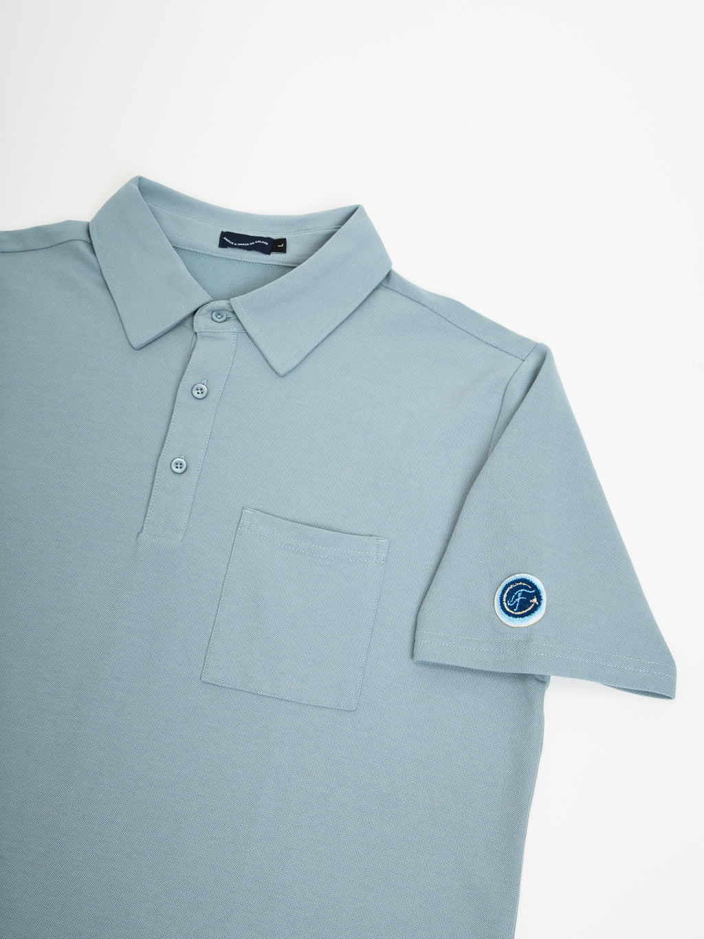Angus & Grace Summer Pique Polo — light blue