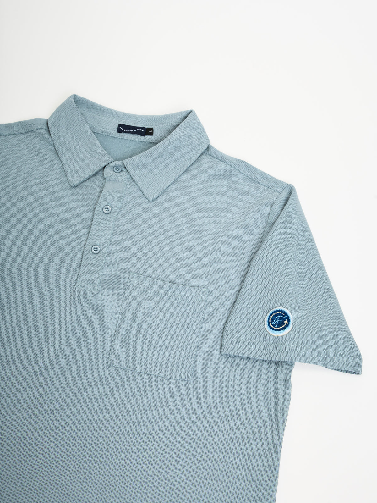 Angus & Grace Summer Pique Polo — light blue