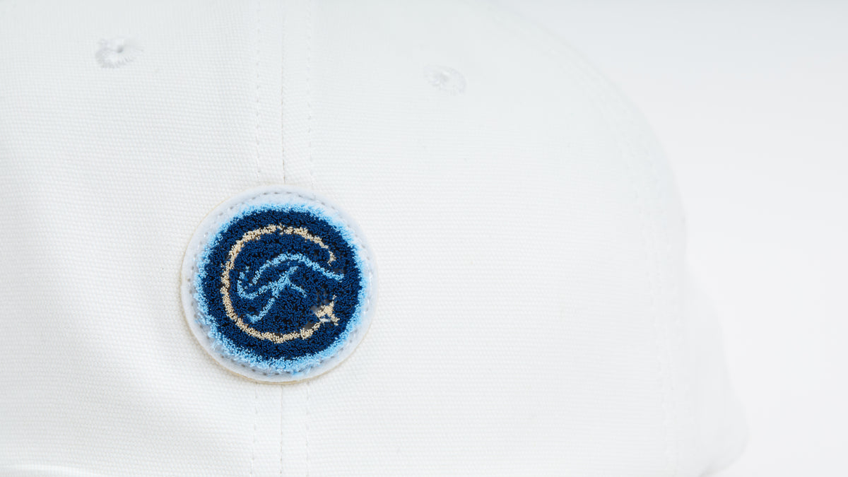 Circle F chenille patch detail — white